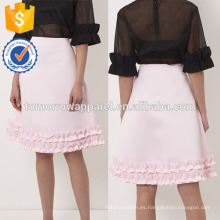 Nueva moda Pink Frill Trim A-Line Verano Mini falda diaria DEM / DOM Fabricación al por mayor Moda Mujer Ropa (TA5028S)